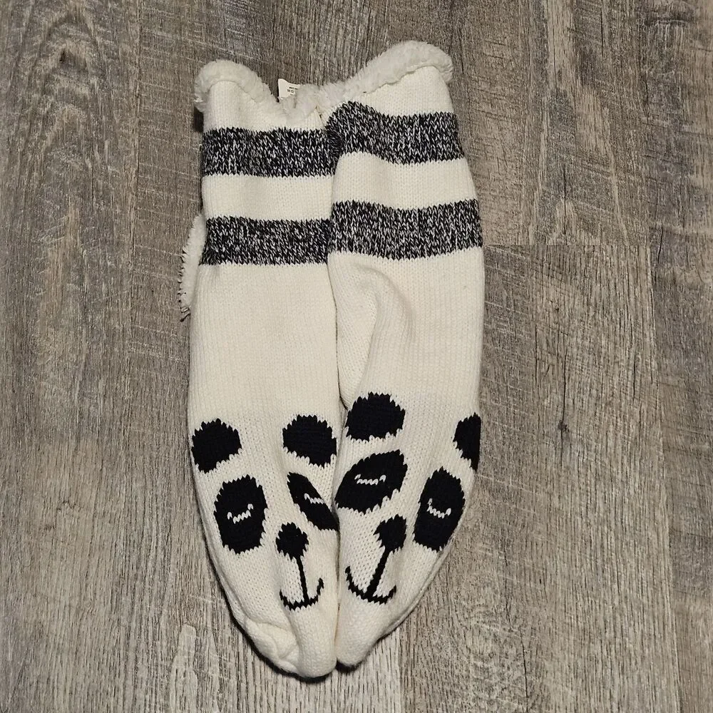Panda Bear by No Boundary Thick Warm Faux Fur Lined Socks Oversized Size OS